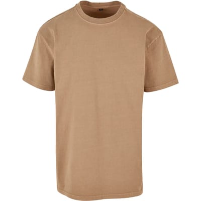 Build your Brand Acid Washed Heavy Oversize Tee BY189 - U. Beige - XS