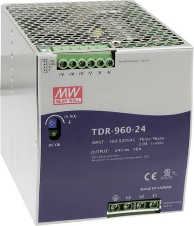 Mean Well TDR-960-24 DIN-rail netvoeding 24 V/DC 40 A 960 W Aantal uitgangen: 1 x Inhoud: 1 stuk(s)
