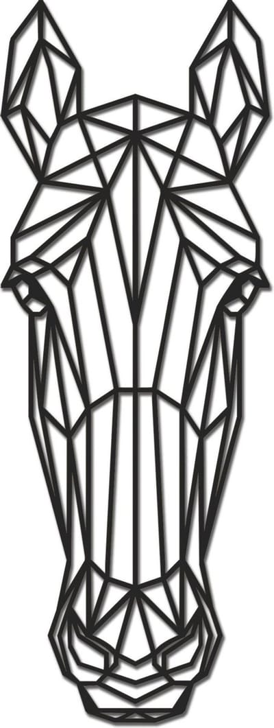Hout-Kado - Paard - Small - Zwart - Geometrische dieren en vormen - Hout - Lasergesneden- Wanddecoratie
