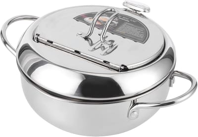 Mini Stalen Koekenpan met Thermometer - 24cm - Japanse Stijl Frituurpan