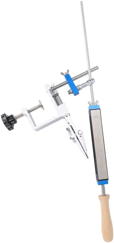Dailygoods- Messenslijper 360° Rotatie - Diamantslijpstenen Korrel 150/400/800/2000 - Roestvrij Staal - Geschikt voor Keukengereedschap - Duurzaam Ontwerp - Slijpsysteem