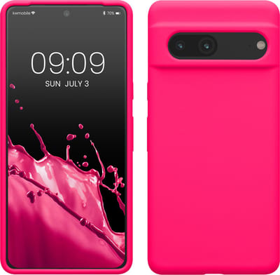 kwmobile telefoonhoesje geschikt voor Google Pixel 7 - Hoesje met siliconen coating - Smartphone case in neon roze