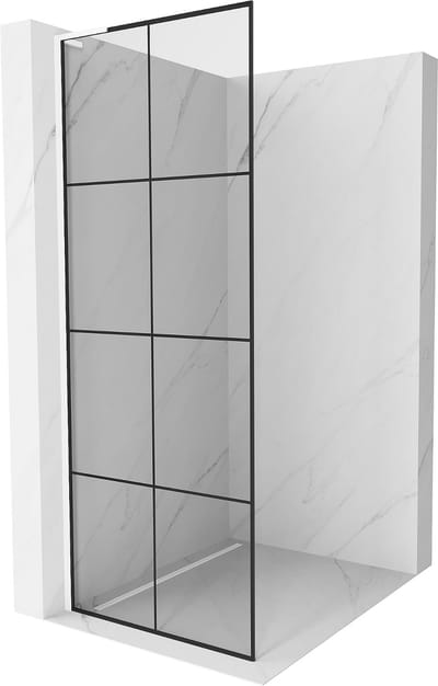 Mexen Kioto L douchewand Walk-in 70 x 200 , zwart rooster, wit - 800-070-103-20-77