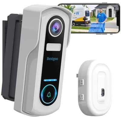 Draadloze deurbel met camera en multi-hoekondersteuning - Waterdicht, 2K, met batterij van 10.000 mAh en menselijke detectie