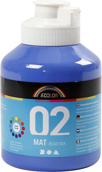 Acrylverf Mat, blauw, 500 ml/ 1 fles