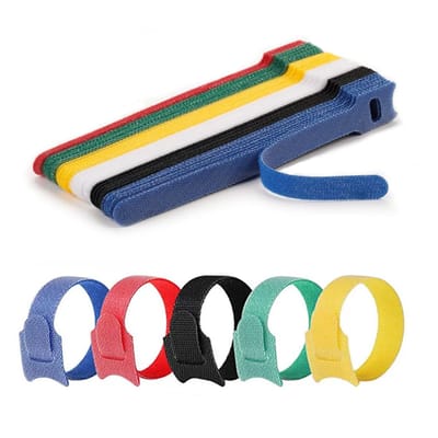 60er Set Bunte Klett-Kabelbinder – Wiederverwendbar, Verstellbar, Flexibel für Kabelmanagement Zuhause & Büro