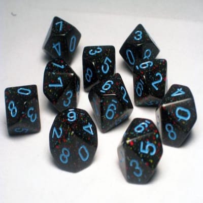 Chessex Blauwe Sterren Gespikkeld D10 Dobbelsteenset (10 stuks)