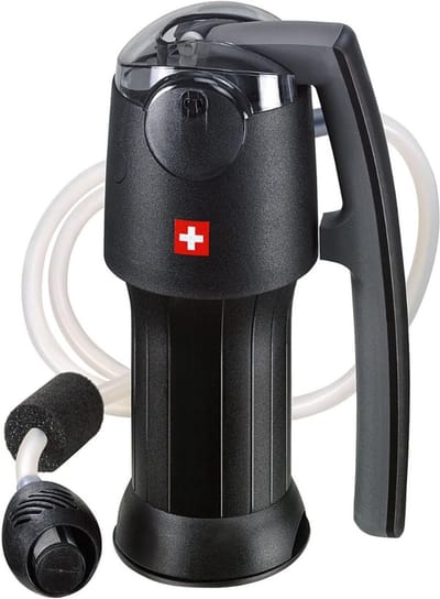 TIM® Krachtige Waterfilter Survival – Survival Kit - Water Filter – Gemakkelijke bediening – Outdoor – 2000ML – Professioneel Waterfilter – Zuiver en Schoon Drinkwater – Verwijdert Viezigheid - Handformaat - Zwart - 10cm x 10cm x 19cm