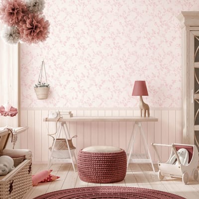 Fotobehang Profhome 770751-GU vliesbehang glad met bloemen patroon mat roze crèmewit lichtroze 1,59 m x 2,8 m