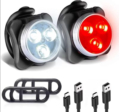 Fietsverlichting Set – LED Voorlicht & Achterlicht – USB Oplaadbaar – 4 Lichtstanden – Waterdicht – Fietslampje – Zwart