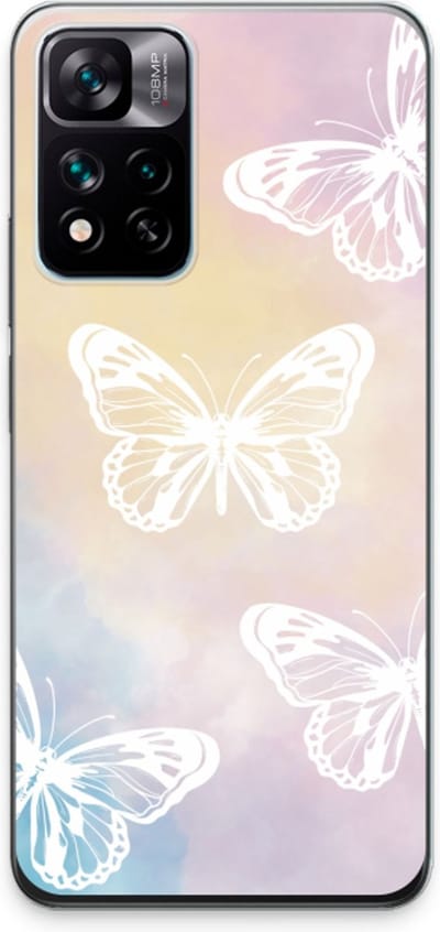 Case Company® - Hoesje geschikt voor Xiaomi 11i Hypercharge hoesje - White butterfly - Soft Cover Telefoonhoesje - Bescherming aan alle Kanten en Schermrand