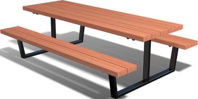 Gepoedercoat staal - Picknicktafel - Georgia M - Met Douglas hout - 200x163x75cm - Zwart - MySteel