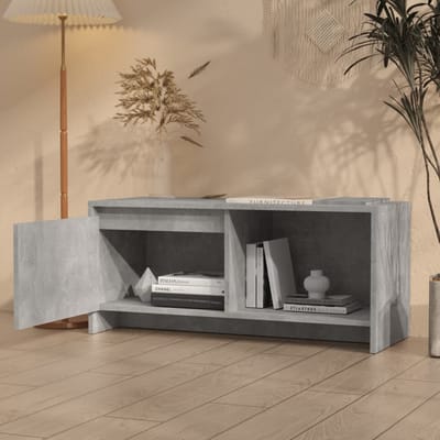 vidaXL - Tv-meubel - 90x35x40 - cm - bewerkt - hout - betongrijs