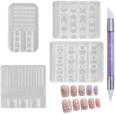 Dailygoods- Nagelvorm Set - 4 Stuks Siliconen - Nagelaccessoires - Nagelkunst Penseel - Hars Kunst - Doe-het-zelf Manicure - 13,5 x 1 cm