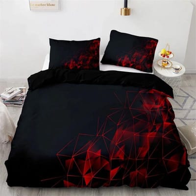 Rood Gloeiend Polygonaal Rasterpatroon Beddengoed Sets exquise beddengoed set dekbedovertrek beddekbed set luxe verjaardagscadeau 210X210cm-3pcs
