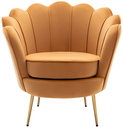 Vente-unique Set tweezitsbank en fauteuil van fluweel - Mosterdgeel - DANDELION