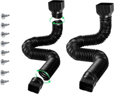 2 stuks regengoot downspout verlengingen, 45 tot 152 cm afvoerpijp downspout extender flexibele connector afvoerpijp voor de meeste residentiële regenpijpen (zwart)