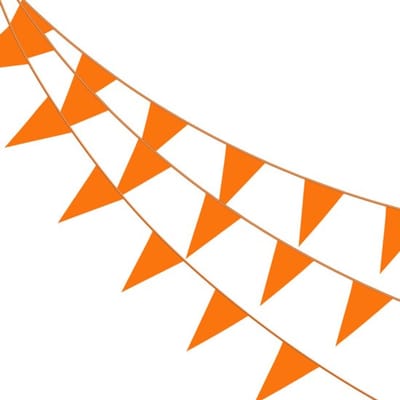 Oranje vlaggenlijn 50 meter feest slingers koningsdag / EK / WK Oranje versiering vlaggetjes