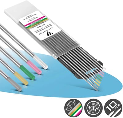 STAHLWERK wolfraamelektroden / laselektroden goud, grijs, roze, wit, groen 2,4 mm 2 elk in praktische set van 10