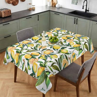 Zomer Citroen Groene Bladeren Waterdichte Tafelkleed voor Tafeldecoratie Wasbare Keuken Eetkamer Rechthoekig Tafelkleed Feestdecoraties 100x160cm