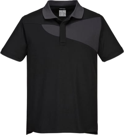 Portwest PW2 Hi Vis polo K/M PW210 - Zwart/Grijs - S