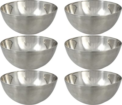 Svenska Living - 6x - Kommetjes/schaaltjes - mat zilver - RVS - D19 x 9.5 cm - serveerschalen