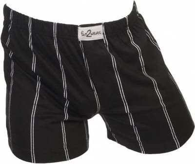 Funderwear-Fun2wear wijde heren boxershort krijtstreep - Katoenen losse boxershort met gulp - Zwart / 3XL