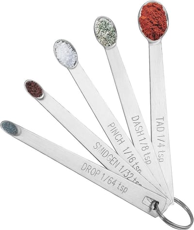 Set van 5 Kleine Maatlepels van RVS voor Koken en Bakken - 1/4, 1/8, 1/16, 1/32 en 1/64 Theelepel Maatlepels voor Nauwkeurige Dosering en Bakrecepten