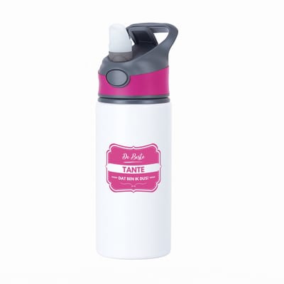 Hacebo® - De beste tante waterfles met rietje roze - Tante - een tante - verjaardagscadeau - verjaardag - cadeau voor tante - cadeau - kado - geschenk - gift - tante artikelen - water fles - 650ML