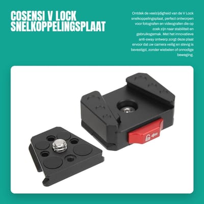 Dailygoods- Snelkoppelingsplaat Aluminiumlegering - V Mount Batterij - Multifunctionele Mini Montageset - 1/4 Schroefgat - Antisway Ontwerp - Geschikt voor 38 mm Statieven - Camera Plaat