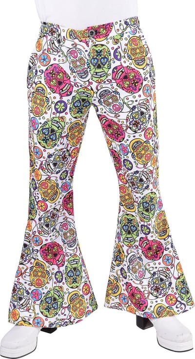 Magic Design Hippiebroek Doodskop Heren Polyester Wit Maat M