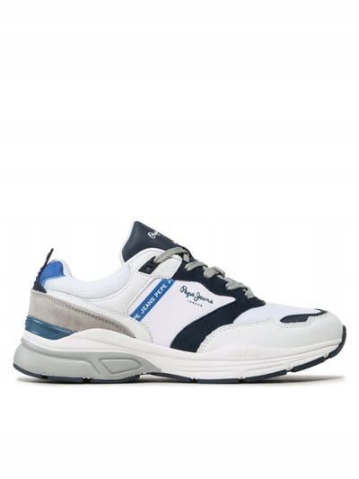 PEPE JEANS - Sportieve Schoenen - Lage sneakers - Witte kleur - Vetersluiting - Maat 42
