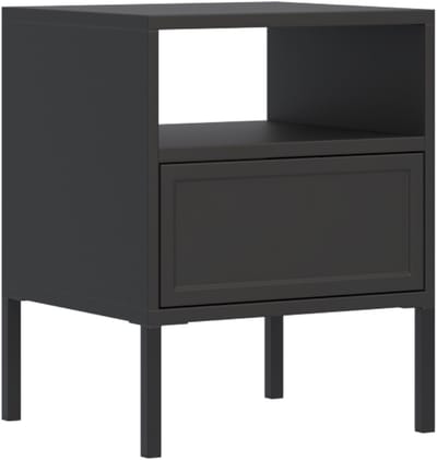 Selsey Velveto – nachtkastje met lade en open vak, zwart, 45 cm