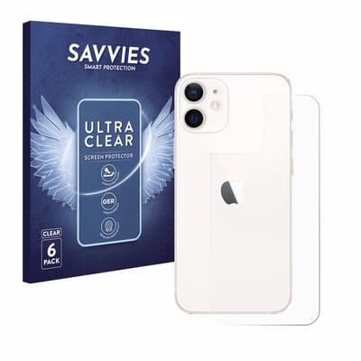 Savvies - Screenprotector voor Apple iPhone 12 mini (Achterkant) - Folie Beschermfolie transparant 6 Stuks