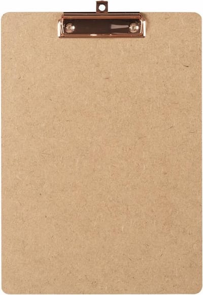 LPC  Klembord - clipboard - hout/mdf/hardboard - A4 -100  mm klem koper