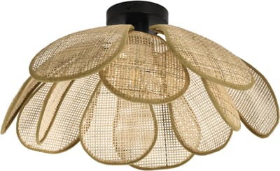 Kosilum - Mariella - Plafondlamp - Beige - Rotan en ijzer