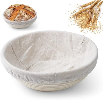 Rijsmand van natuurlijk rotan voor het bakken van brood, 25 x 8,5 cm