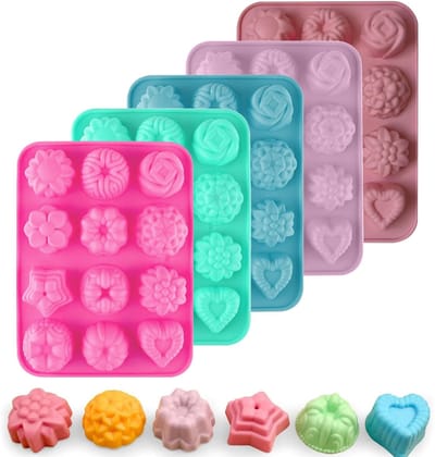 Dailygoods - Zeepvormen van siliconen, 5-delige handgemaakte zeepvorm, 12 holle ruimtes, zeepvormen om te gieten, zeepvormen, geschikt voor doe-het-zelf handgemaakte zeep, chocolade, jelly (5 kleuren)