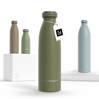 LARS NYSØM Ren Roestvrijstalen drinkfles 500ml - BPA-vrij geïsoleerde waterfles 0,5 Liter (Olive Green)