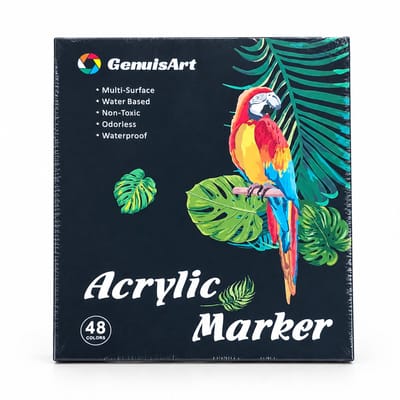 Acrylmarkers - 48 kleuren - dubbelzijdig met ronde punt - voor kunst, graffiti en tekenen - basisverpakking