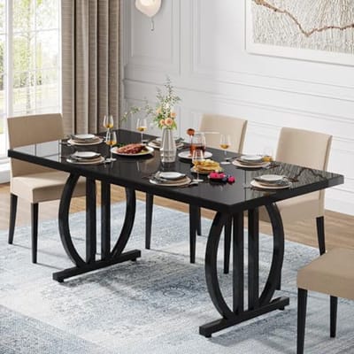 Eettafel - Keukentafel - Samen eten - Industriële stijl - 160 x 80 cm - Zwart