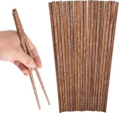 Herbruikbare natuurlijke houten eetstokjes, Japanse stijl bamboe eetstokjes, vaatwasserbestendig en zonder wasverf voor keuken en diningervaring