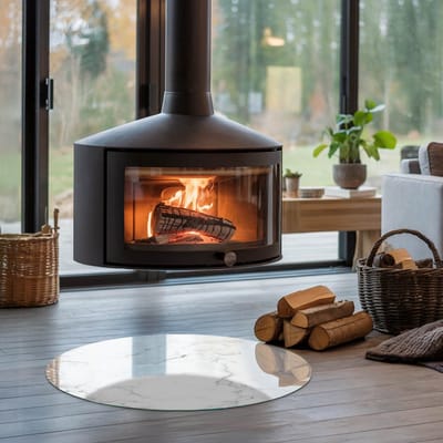Coloray Vloerplaat Houtkachel - Plaat voor Onder Houtkachel - 70 cm x 70 cm - Open Haard Accessoires - Wit Vloerplaat Kachel - Vloerplaat Voor Kachel - Plaat onder Houtkachel - Kachel Onderplaat - Plaat Kachel