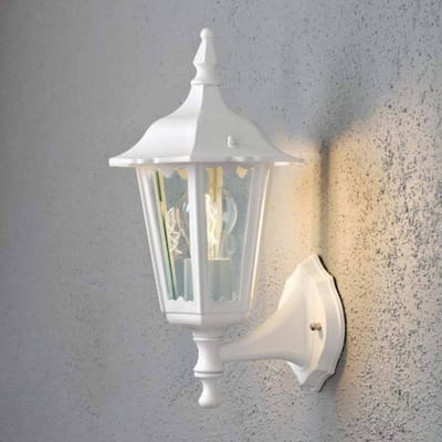 Konstsmide Firenze buitenwandlamp, wit, fitting boven, 36 cm