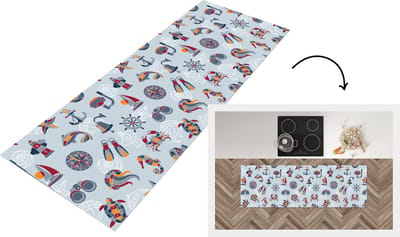 Keukenloper - Loper keuken - Zee - Dieren - Patronen - Kinderen - Marine - 150x50 cm - Keukenloper vinyl