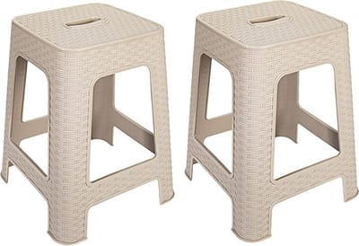 Hega Hogar Krukje - 2x - zit / opstapje - beige - kunststof - 37 x 37 x 45 cm
