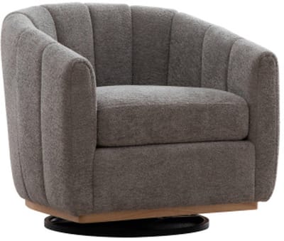 Draaifauteuil - Chenille fauteuil 360° draaibaar - Rond metalen onderstel - Schuimvulling met hoge dichtheid – Woonkamer en slaapkamer – Grijs