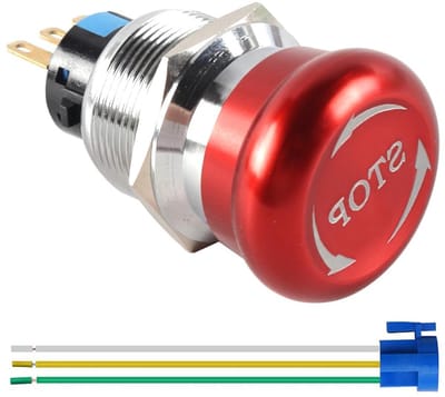 Noodstopknop - Paniekknop - Apparatuur Beveiligen - Drukker Vergrendelend - 22 mm Gat - Rood