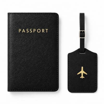 BOTC Paspoort hoesje - Met bagagelabel - Paspoorthouder - Beschermhoes voor Paspoort & Kaarthouder - Zwart