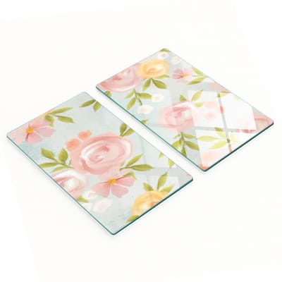 Multifunctionele decoratieve glazen borden met bloemenprint 2x30x52 cm